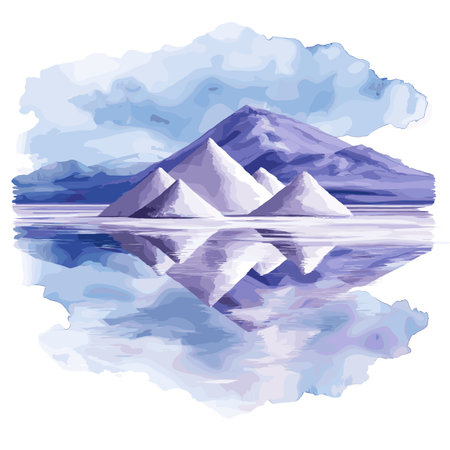 Salar de Uyuni. Salar de Uyuni hand drawn watercolor illustration on white backgroundのイラスト素材