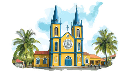 Saint Peter and Paul Cathedral. Saint Peter and Paul Cathedral hand drawn watercolor illustration on white backgroundのイラスト素材