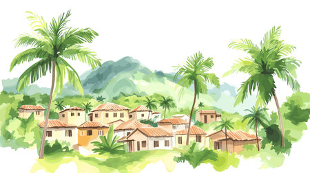 San Gil. San Gil hand drawn watercolor illustration on white backgroundのイラスト素材