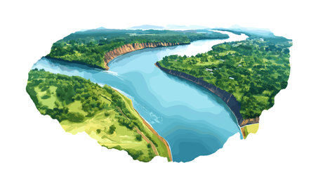 Triple Frontier. Triple Frontier hand drawn watercolor illustration on white backgroundのイラスト素材