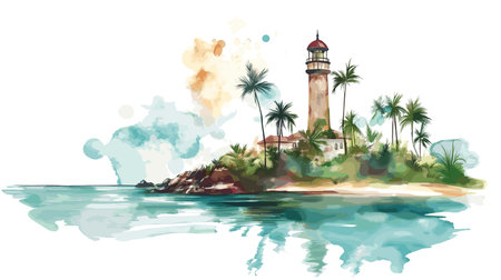 Vina del Mar. Vina del Mar hand drawn watercolor illustration on white backgroundのイラスト素材