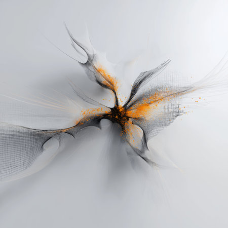 Abstract digital explosion sending data lines representing technology and chaosの写真素材