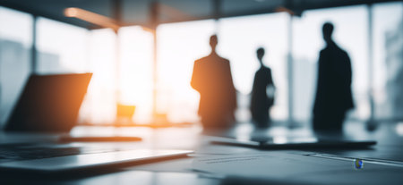 Business team planning strategy in modern office. Business banner. Office wallpaperの写真素材