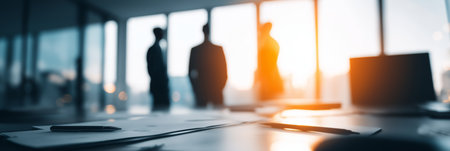 Business team planning strategy in modern office. Business banner. Office wallpaperの写真素材