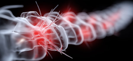 Human back spine showing pain and inflammation