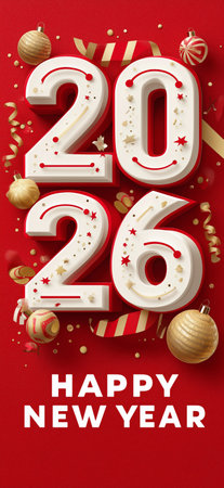 2026 happy new year celebration greeting card. Happy new year poster. 2026 banner