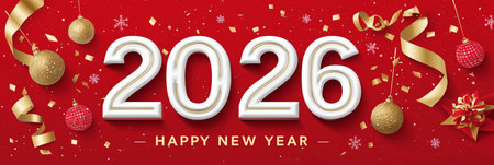 2026 happy new year celebration greeting card. Happy new year poster. 2026 banner