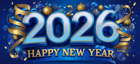 2026 happy new year celebration greeting card. Happy new year poster. 2026 banner