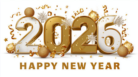 2026 happy new year celebration greeting card. Happy new year poster. 2026 banner