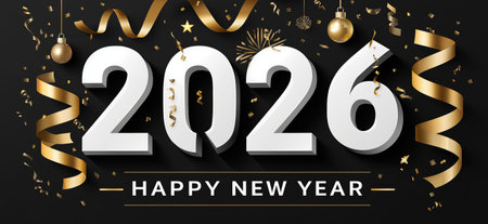2026 happy new year celebration greeting card. Happy new year poster. 2026 banner