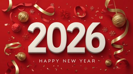 2026 happy new year celebration greeting card. Happy new year poster. 2026 banner