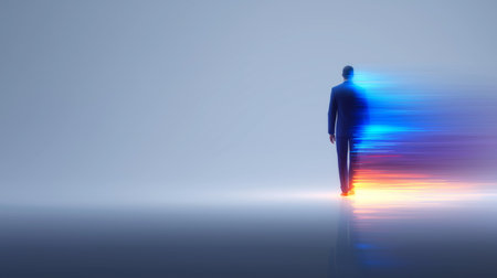 Businessman looking forward with future vision concept. Business wallpaper. Businessman bannerの写真素材