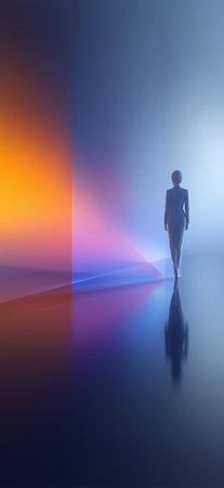 Businesswoman looking forward with future vision concept. Business wallpaper. Businesswoman banner