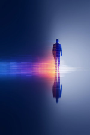 Businessman looking forward with future vision concept. Business wallpaper. Businessman bannerの写真素材