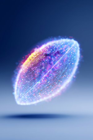 American football wallpaper. American football ball banner with dynamic colorful energetic light trailsの写真素材