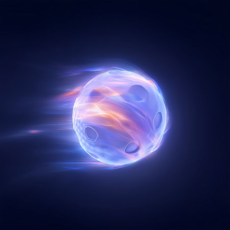 Floorball wallpaper. Floorball ball banner with dynamic colorful energetic light trails