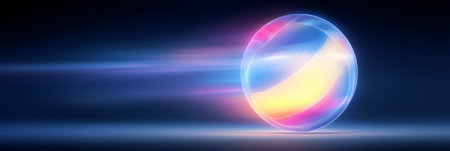 Volleyball ball wallpaper. Volleyball banner with dynamic colorful energetic light trails