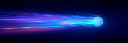 Tennis ball wallpaper. Tennis banner with dynamic colorful energetic light trails