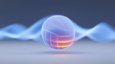 Volleyball ball wallpaper. Volleyball banner with dynamic colorful energetic light trailsの写真素材