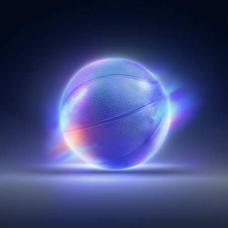 Basketball wallpaper. Basketball ball banner with dynamic colorful energetic light trailsの写真素材