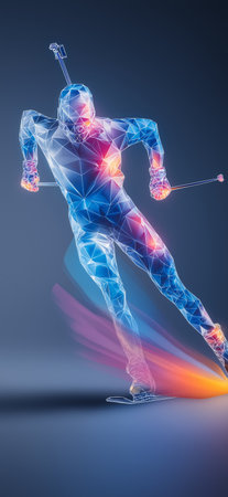 biathlon dynamic wallpaper with colorful light trails on a dark background. biathlon bannerの写真素材