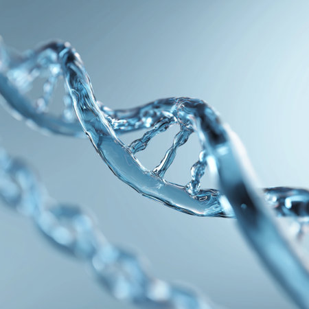 Abstract DNA structure representing life science, biotechnology, and genetic research. DNA double helix modeling genetic information and scienceの写真素材
