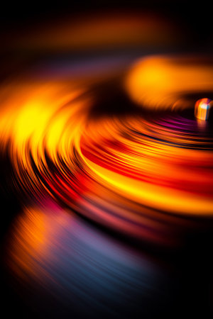 Capturing dynamic light streaks with motion blur in warm and cool colors. Abstract motion blur light...
