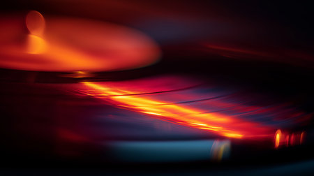 Capturing dynamic light streaks with motion blur in warm and cool colors. Abstract motion blur light streaks creating dynamic energyの写真素材