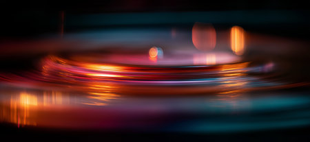 Capturing dynamic light streaks with motion blur in warm and cool colors. Abstract motion blur light streaks creating dynamic energyの写真素材