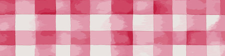 Pink and white watercolor checkered pattern creating a rustic seamless background texture. Pink watercolor gingham check seamless pattern backgroundのイラスト素材