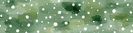 Watercolor green background featuring scattered white and light green polka dots pattern. Watercolor green background with scattered polka dots textureのイラスト素材