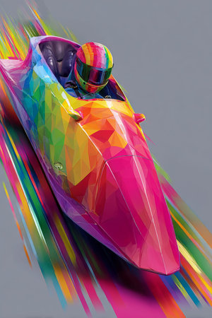 Bobsleigh dynamic multicolor graphic wallpaper or banner. Bobsleigh graphic art effect poster