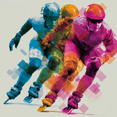 Speed skating dynamic multicolor graphic wallpaper or banner. Speed skating graphic art effect...