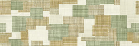 Seamless collage of muted sage and khaki rectangular shapes with woven fabric texture. Patchwork...