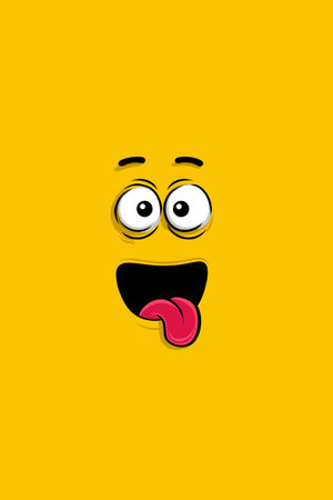 Cartoon character face showing a playful expression with wide eyes and tongue sticking out. Funny cartoon character face with tongue sticking outのイラスト素材