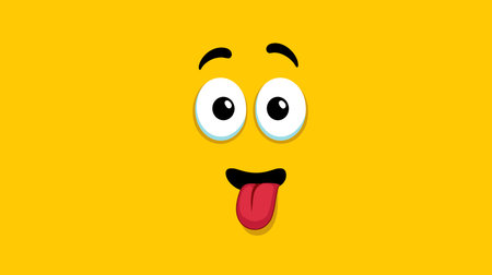Cartoon character face showing a playful expression with wide eyes and tongue sticking out. Funny cartoon character face with tongue sticking outのイラスト素材
