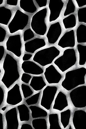Giraffe skin pattern forming an abstract black and white background texture. Abstract giraffe skin pattern in black and whiteの写真素材