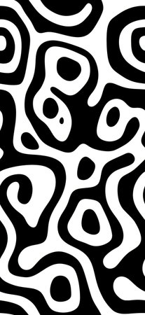 Stylized seamless pattern featuring bold organic black and white stripes. Abstract black and white...