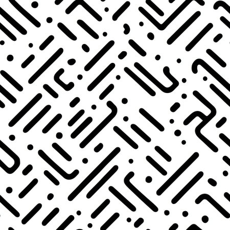 Abstract seamless pattern creating a dynamic maze with dashed lines and scattered dots. Abstract...