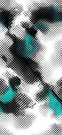 Abstract digital pattern combining dots and squares creating a modern vibrant background. Abstract digital dots and squares seamless patternの写真素材