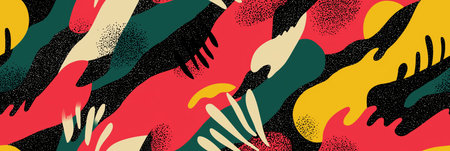 Organic shapes creating a modern seamless pattern with bold colors and varied textures. Abstract...