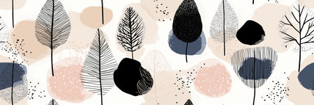 Abstract leaves and organic shapes forming a contemporary seamless pattern. Abstract seamless...