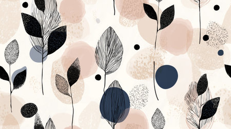 Abstract leaves and organic shapes forming a contemporary seamless pattern. Abstract seamless...