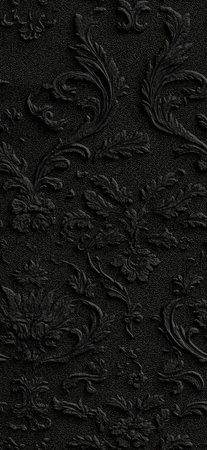 Black damask seamless pattern forming an embossed style texture for elegant backgrounds. Black...