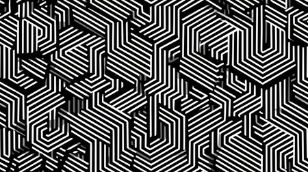 Abstract stripped pattern creating intricate three dimensional geometric shapes and optical...