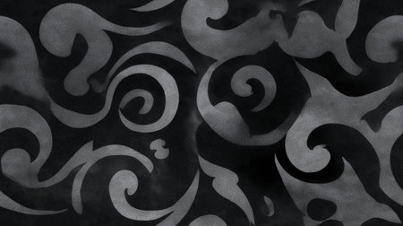 Abstract seamless texture displaying ornate scrollwork and elegant organic shapes. Stylized grey...