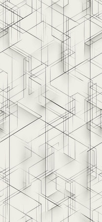 Minimal black lines creating a repeating technical grid background. Seamless parametric geometric...