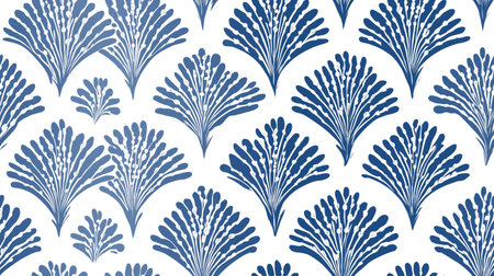 Repeating pattern showing stylized Japanese asa-no-ha motif in indigo blue. Japanese seamless...