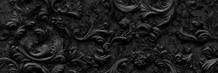 Dark ornate baroque style repeating pattern forming an elegant classic background. Dark baroque...