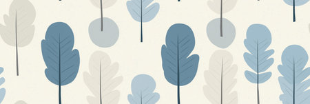 Repeating graphic design showing neutral colored leaves arranged in a modern pattern. Minimal Nordic...